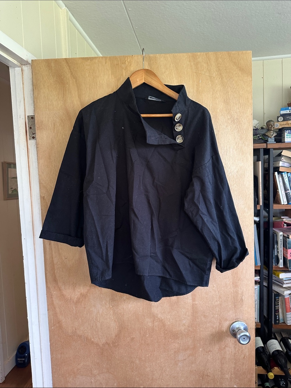 Zara Woman Black Top with Asymmetrical Neck Detail
